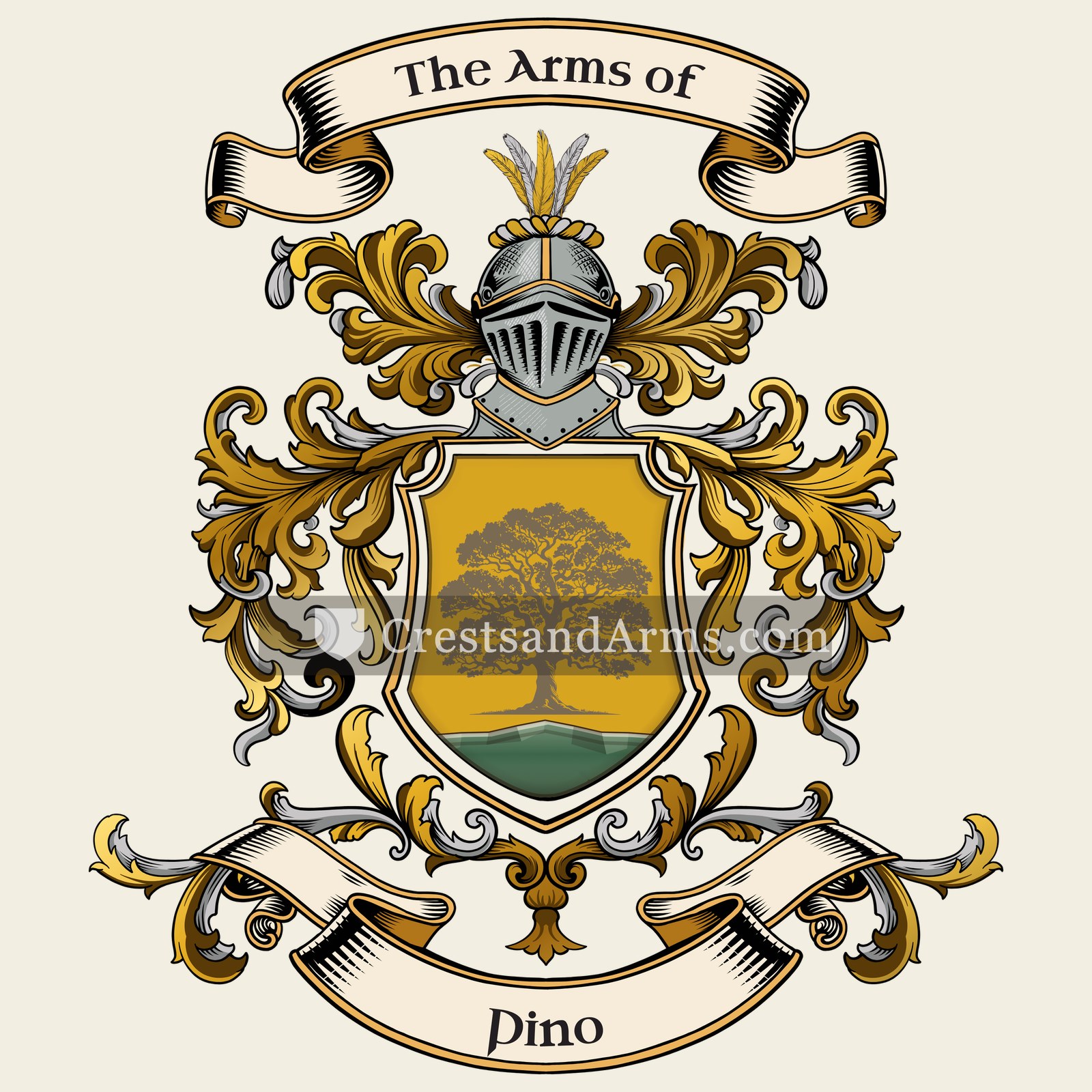 The Pino coat of arms, drawn from the recorded blazon