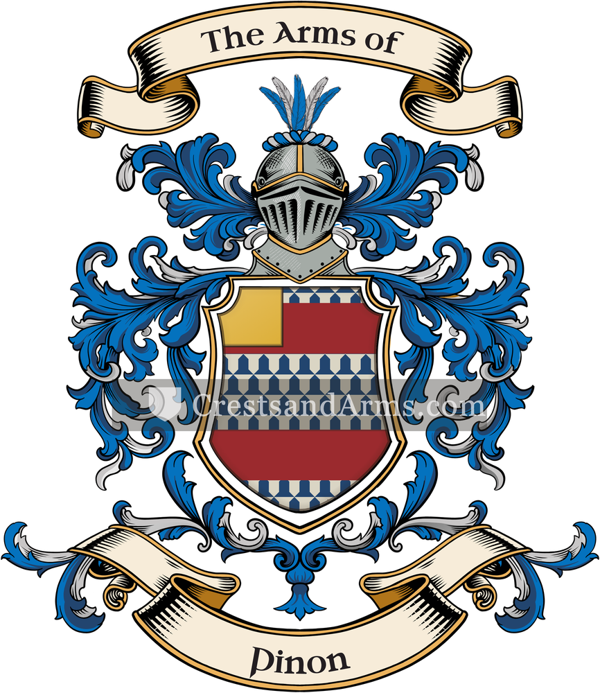 The Pinon coat of arms, drawn from the recorded blazon
