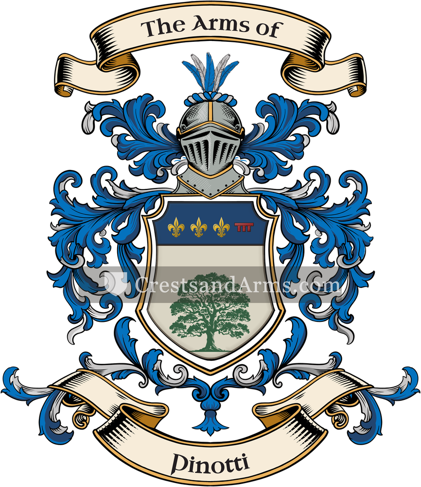 The Pinotti coat of arms, drawn from the recorded blazon