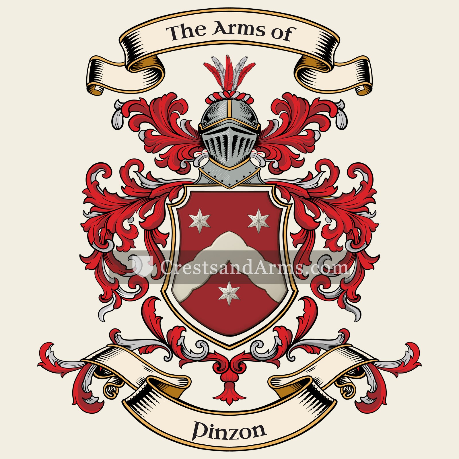 The Pinzon coat of arms, drawn from the recorded blazon