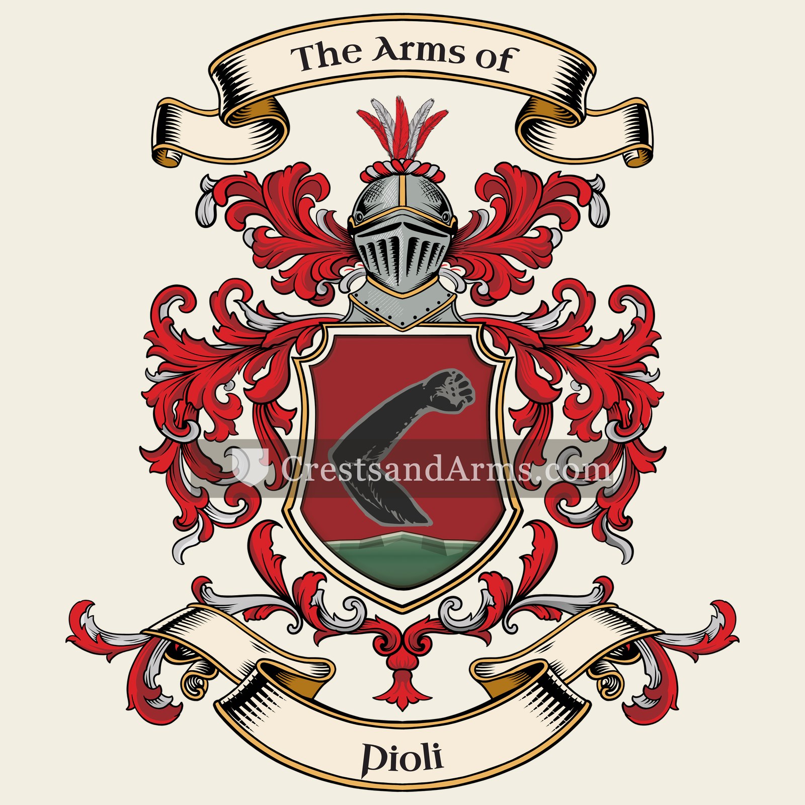 The Pioli coat of arms, drawn from the recorded blazon