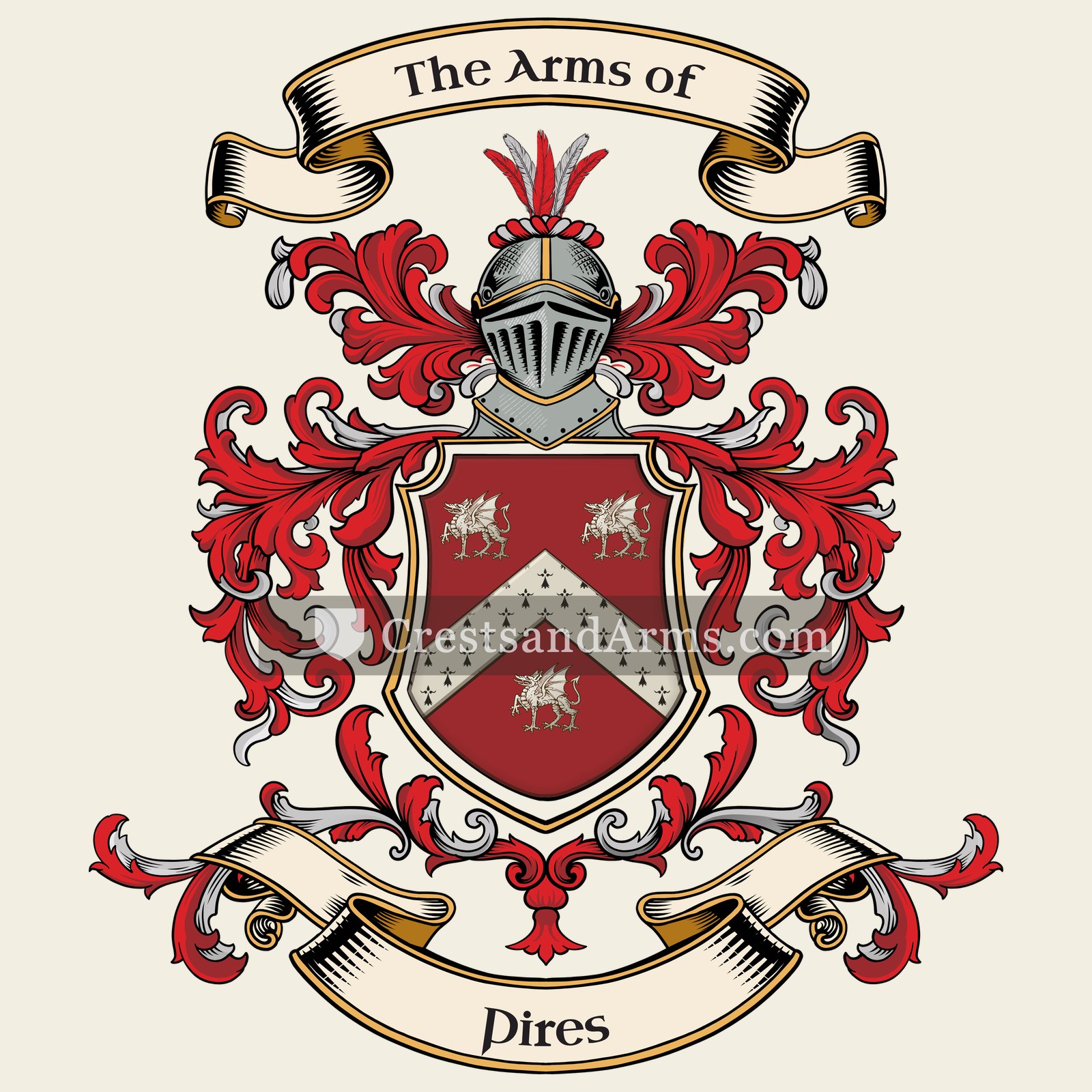 The Pires coat of arms, drawn from the recorded blazon