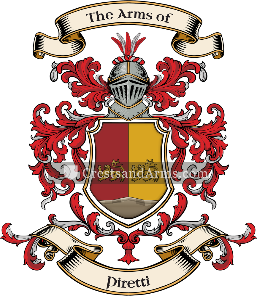The Piretti coat of arms, drawn from the recorded blazon