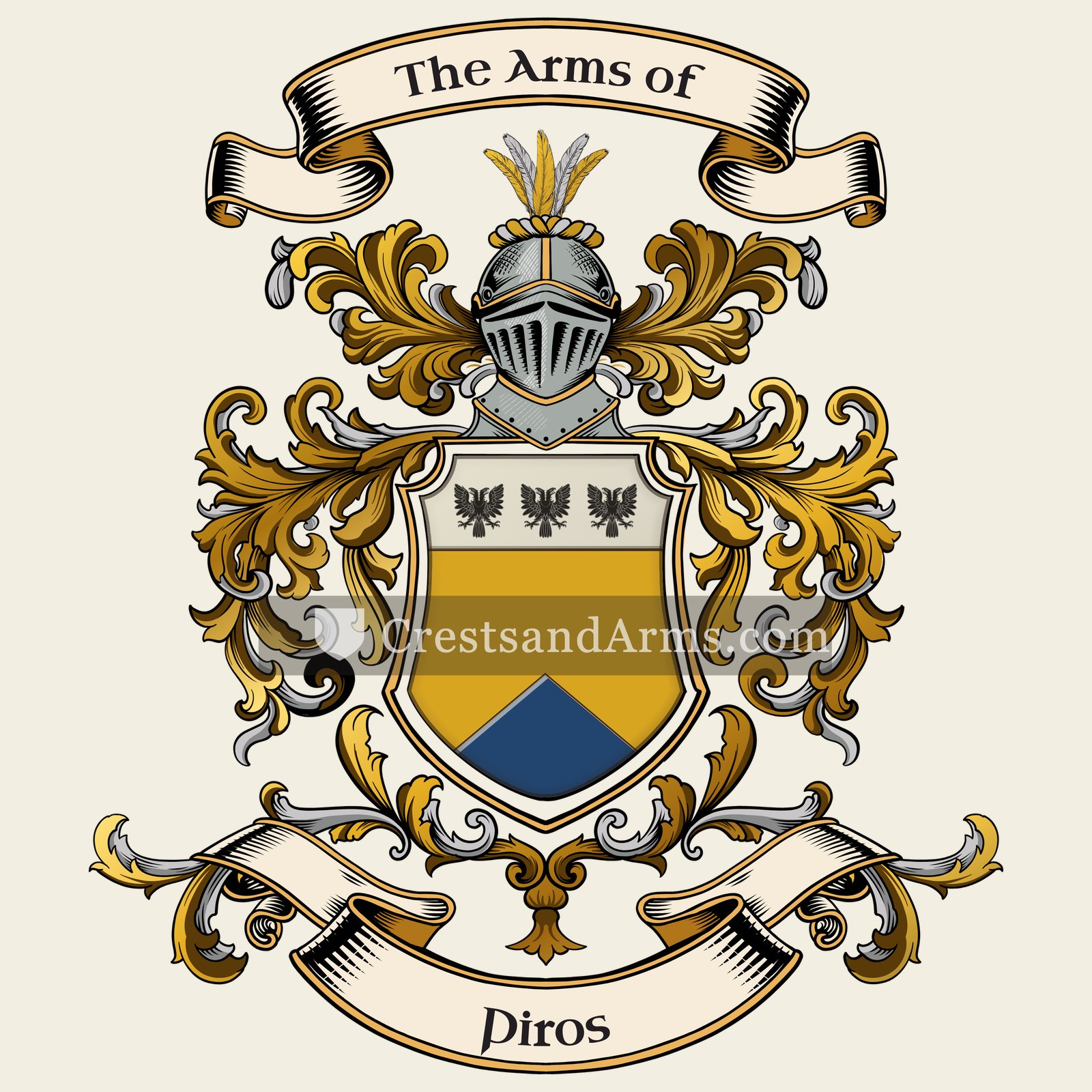 The Piros coat of arms, drawn from the recorded blazon