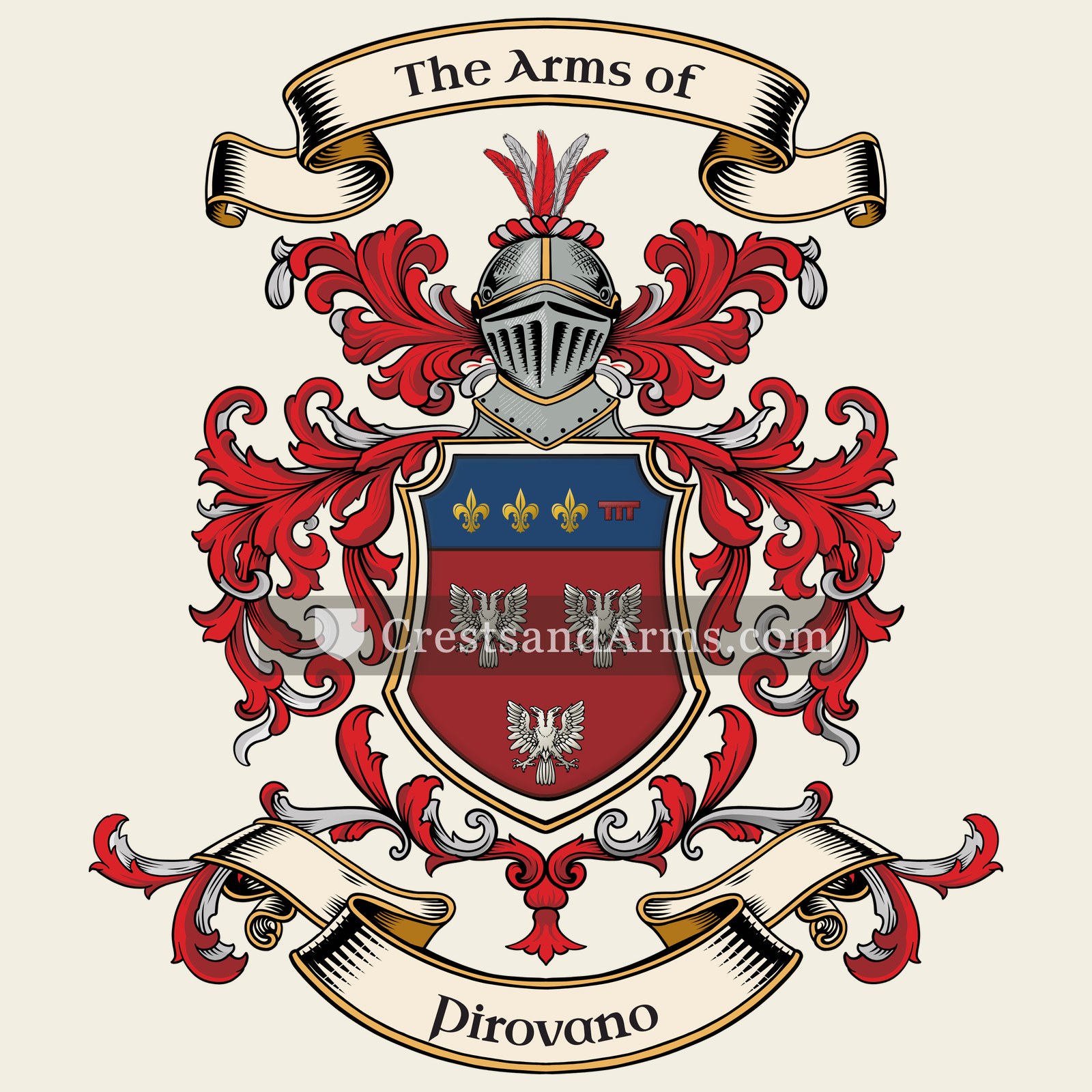 The Pirovano coat of arms, drawn from the recorded blazon