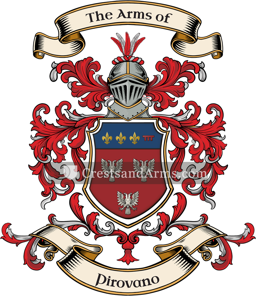 The Pirovano coat of arms, drawn from the recorded blazon