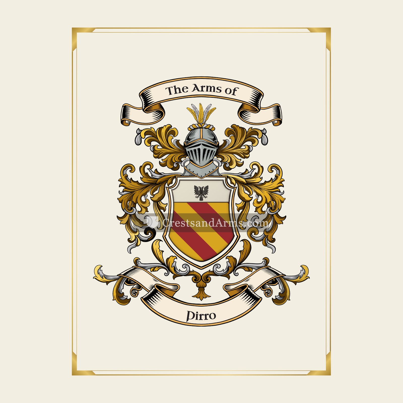 With gold border