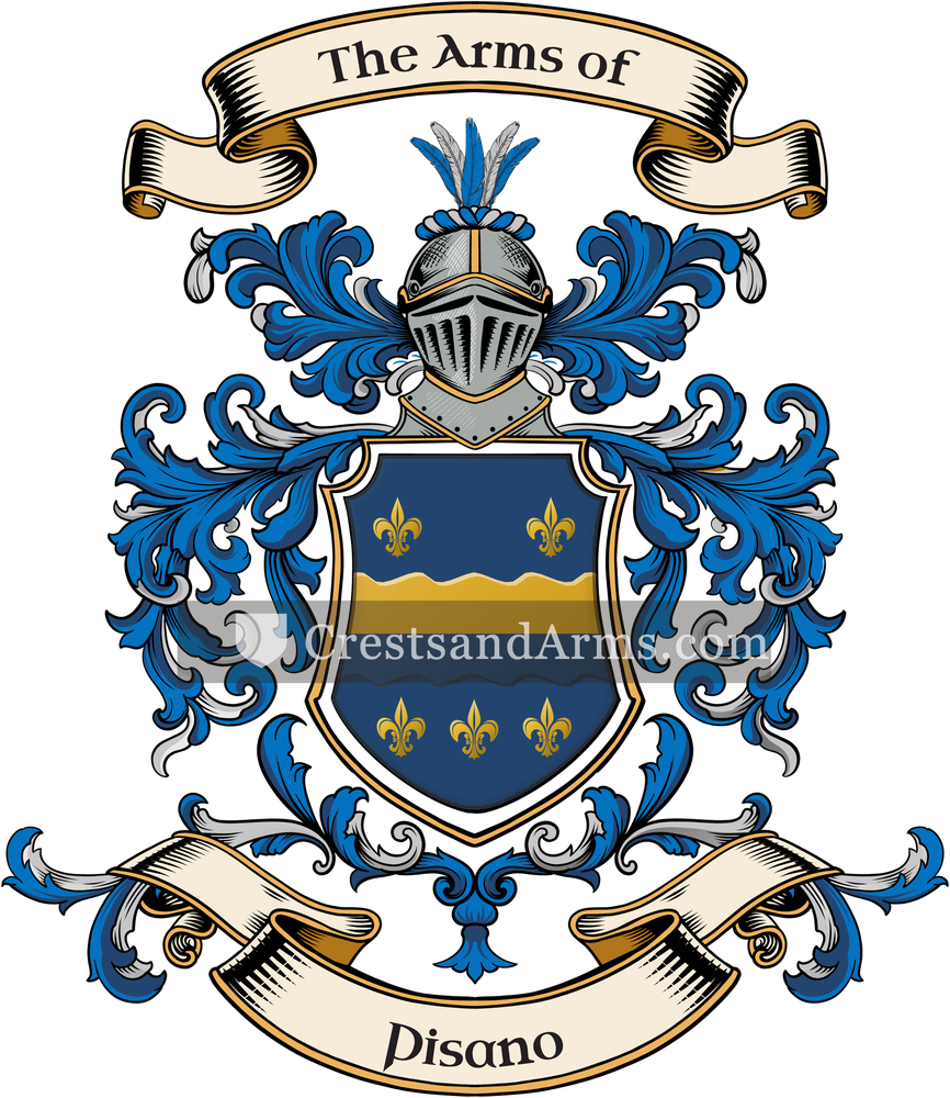 The Pisano coat of arms, drawn from the recorded blazon