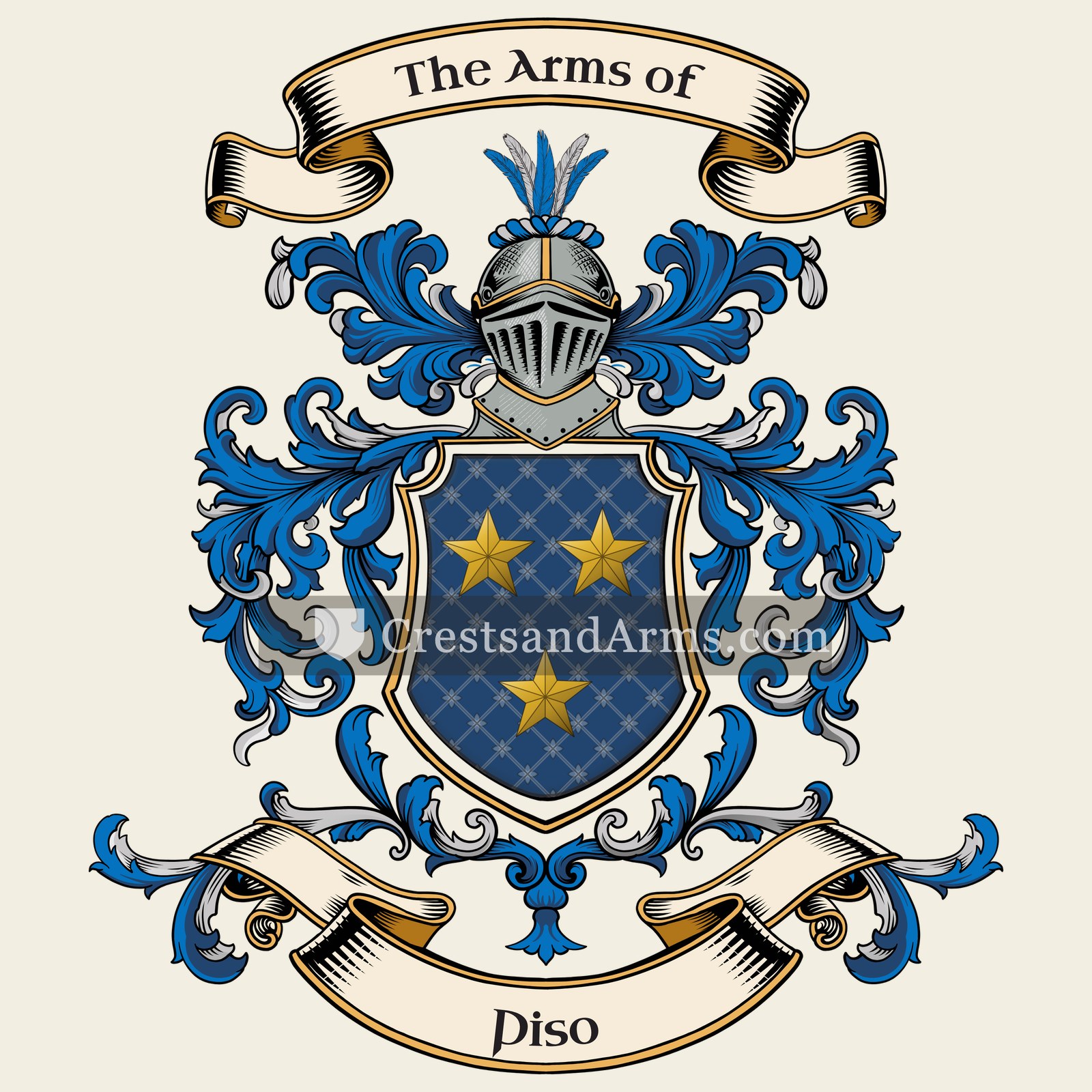 The Piso coat of arms, drawn from the recorded blazon