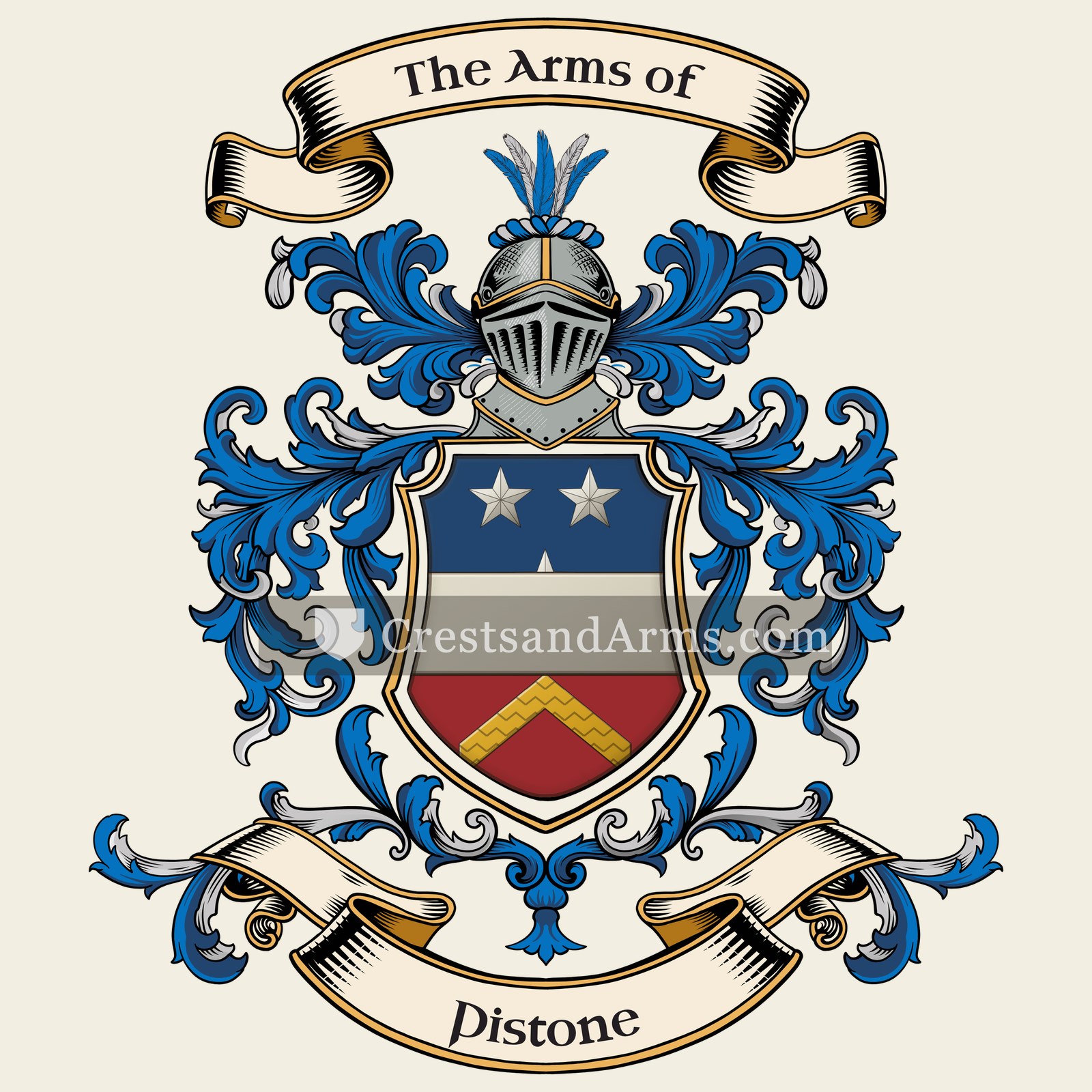 The Pistone coat of arms, drawn from the recorded blazon