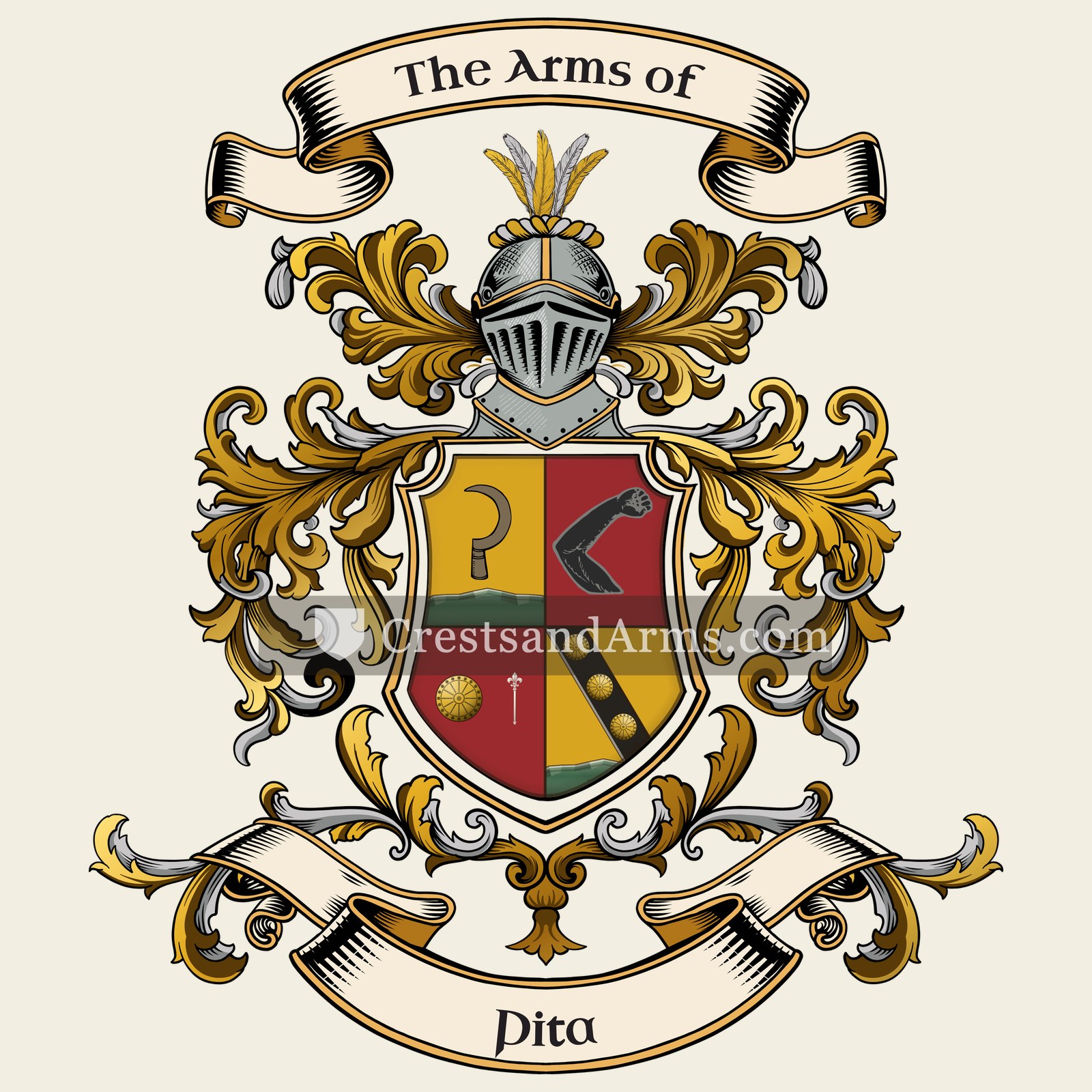 The Pita coat of arms, drawn from the recorded blazon