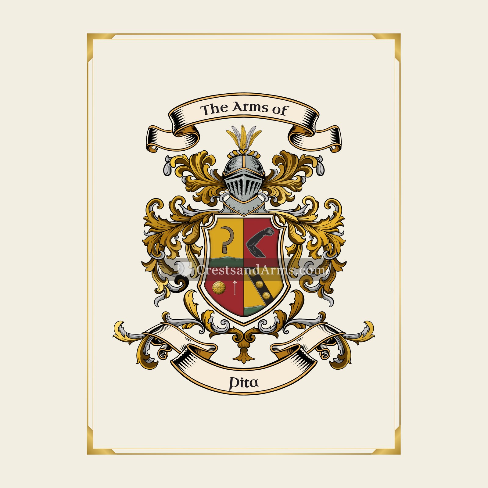 With gold border