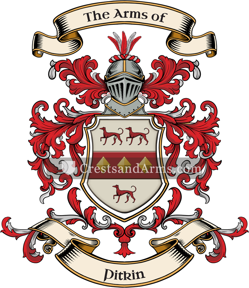 The Pitkin coat of arms, drawn from the recorded blazon