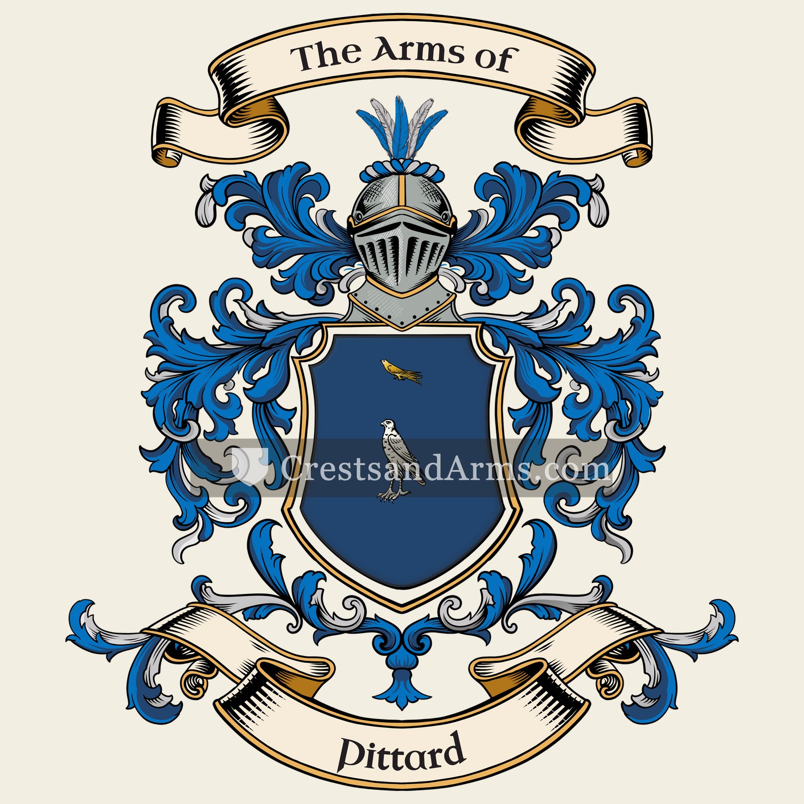 The Pittard coat of arms, drawn from the recorded blazon