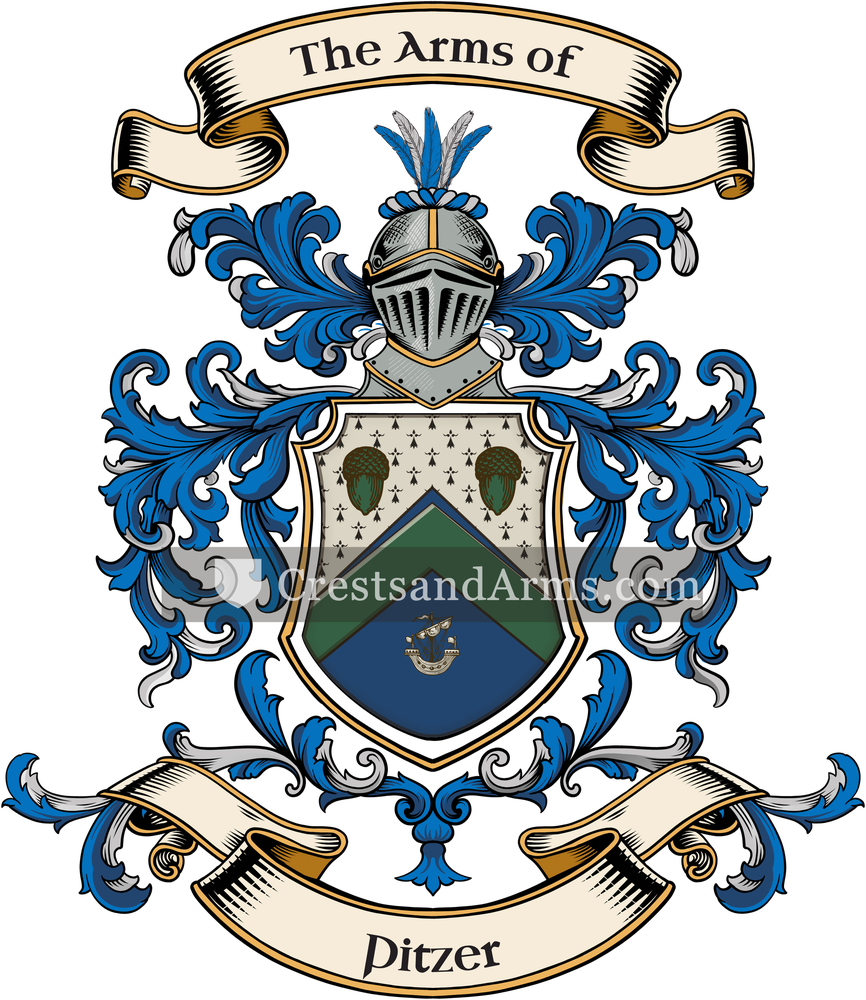 The Pitzer coat of arms, drawn from the recorded blazon