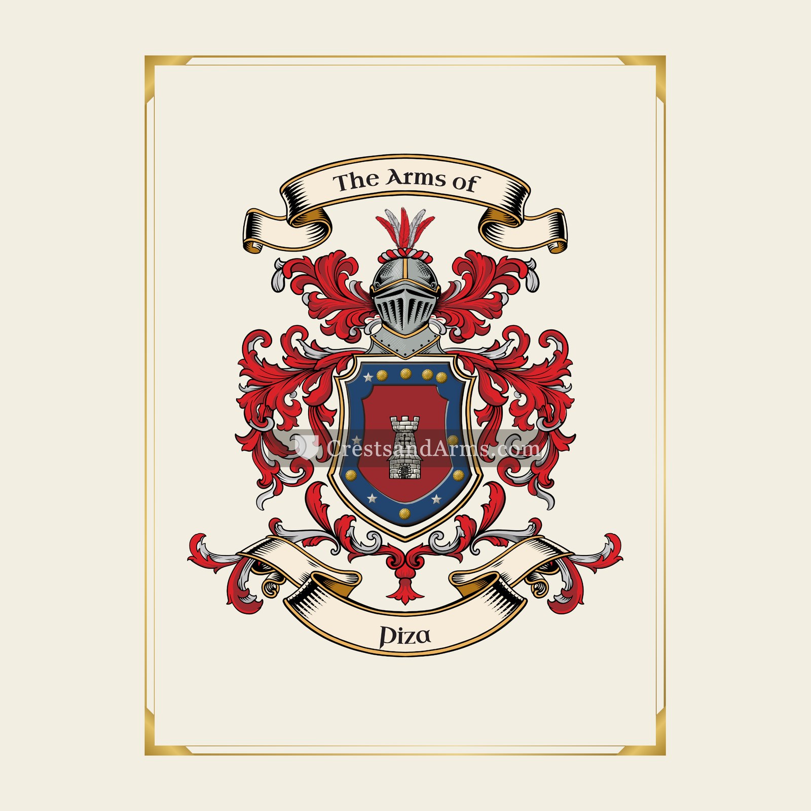 With gold border