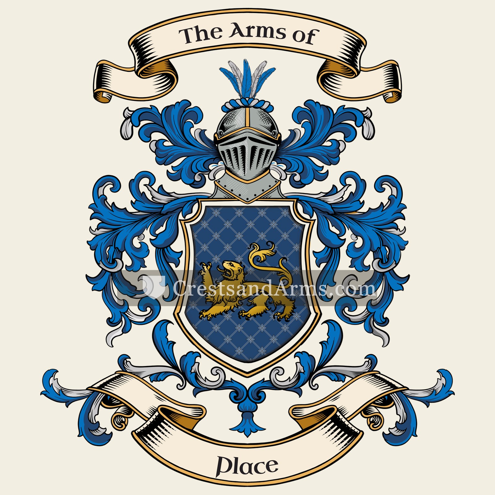 The Place coat of arms, drawn from the recorded blazon