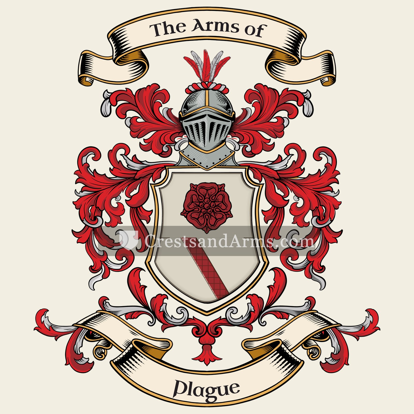 The Plague coat of arms, drawn from the recorded blazon