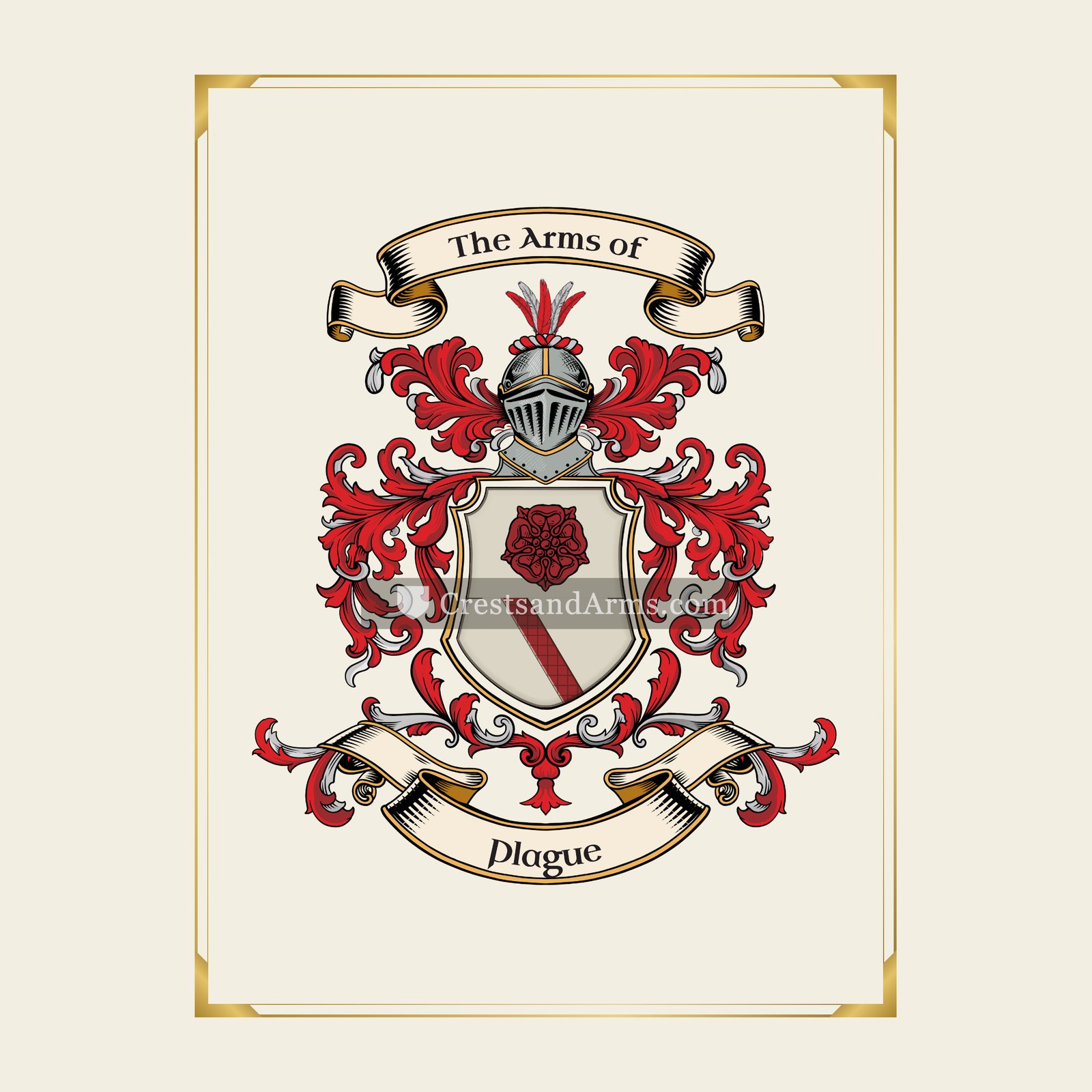 With gold border