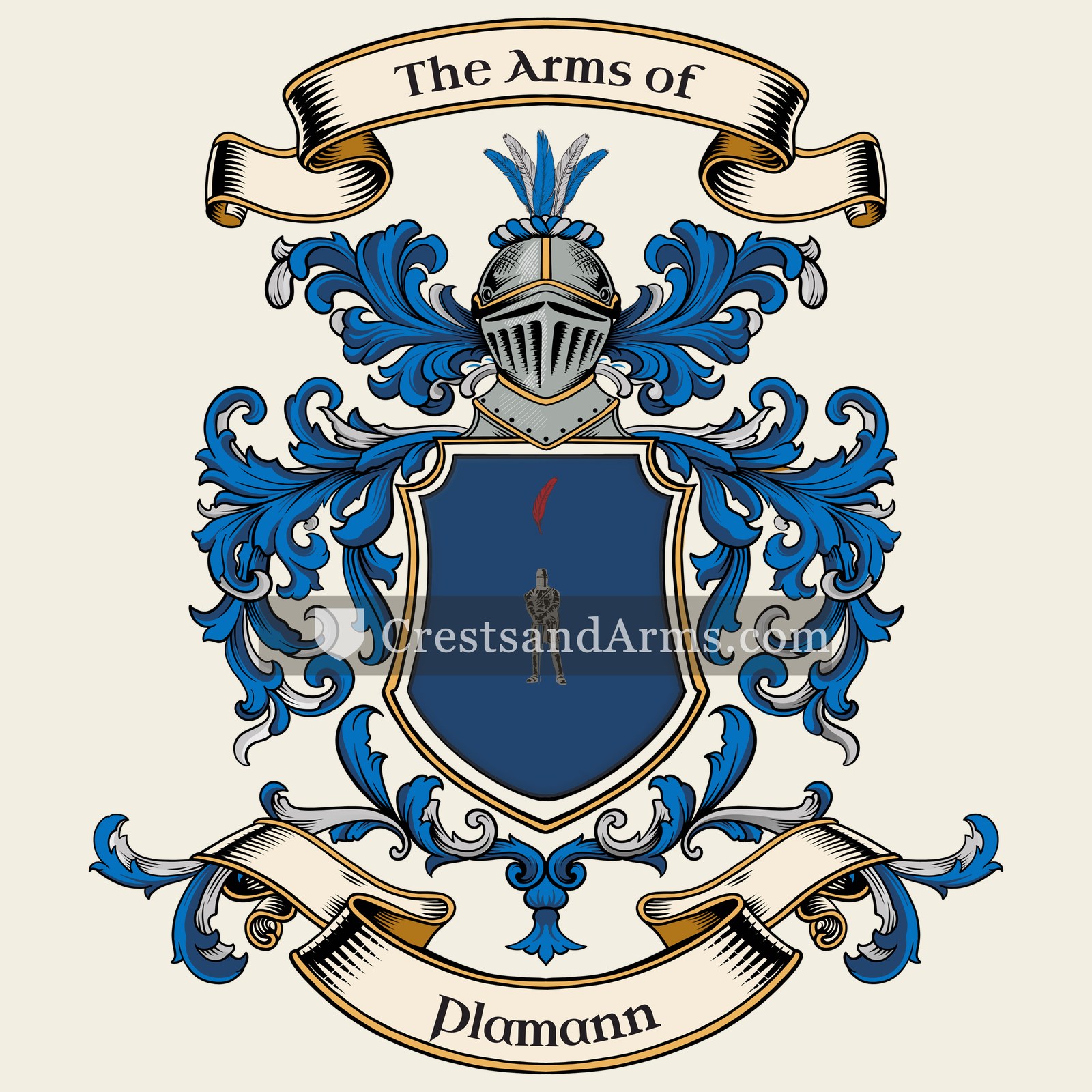The Plamann coat of arms, drawn from the recorded blazon