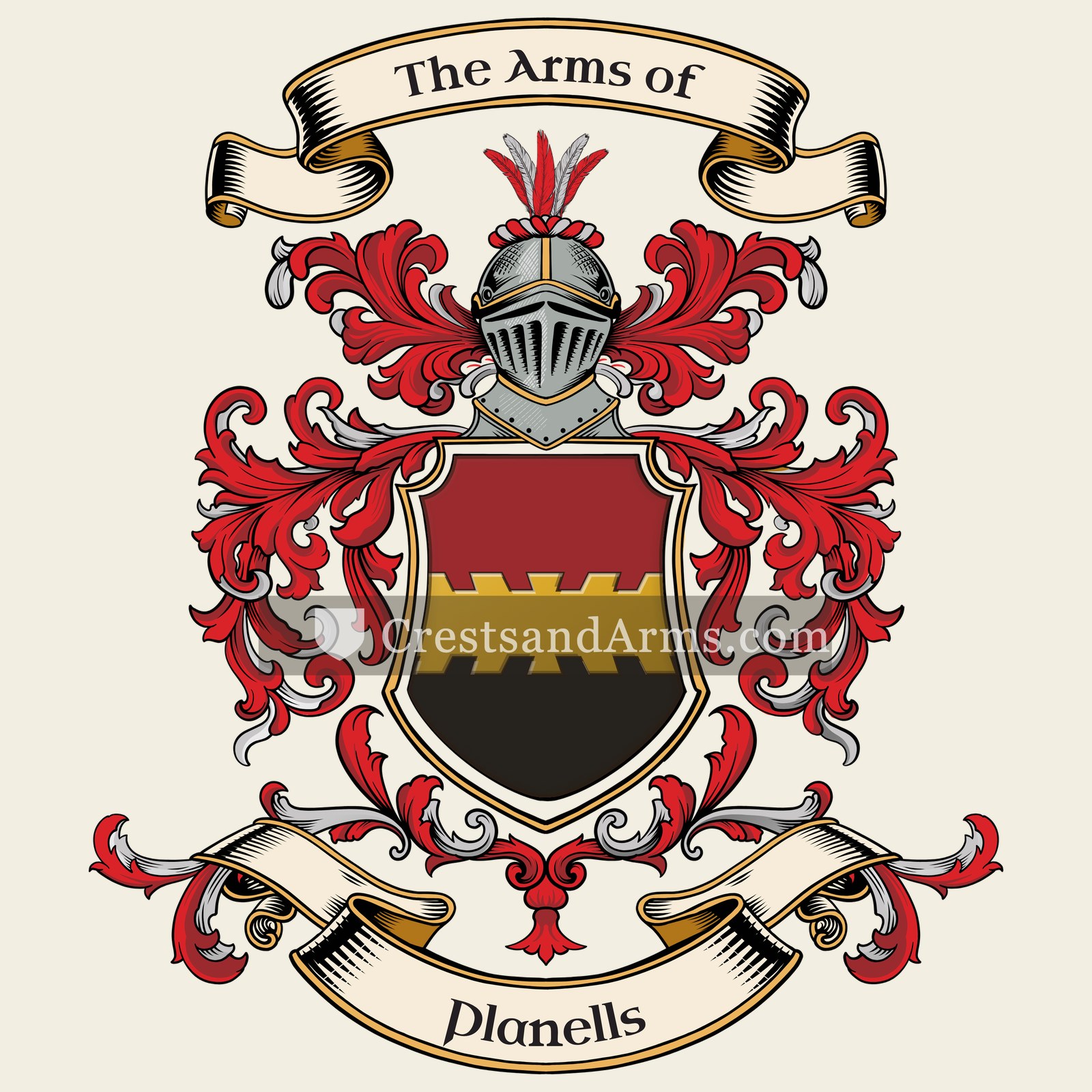 The Planells coat of arms, drawn from the recorded blazon
