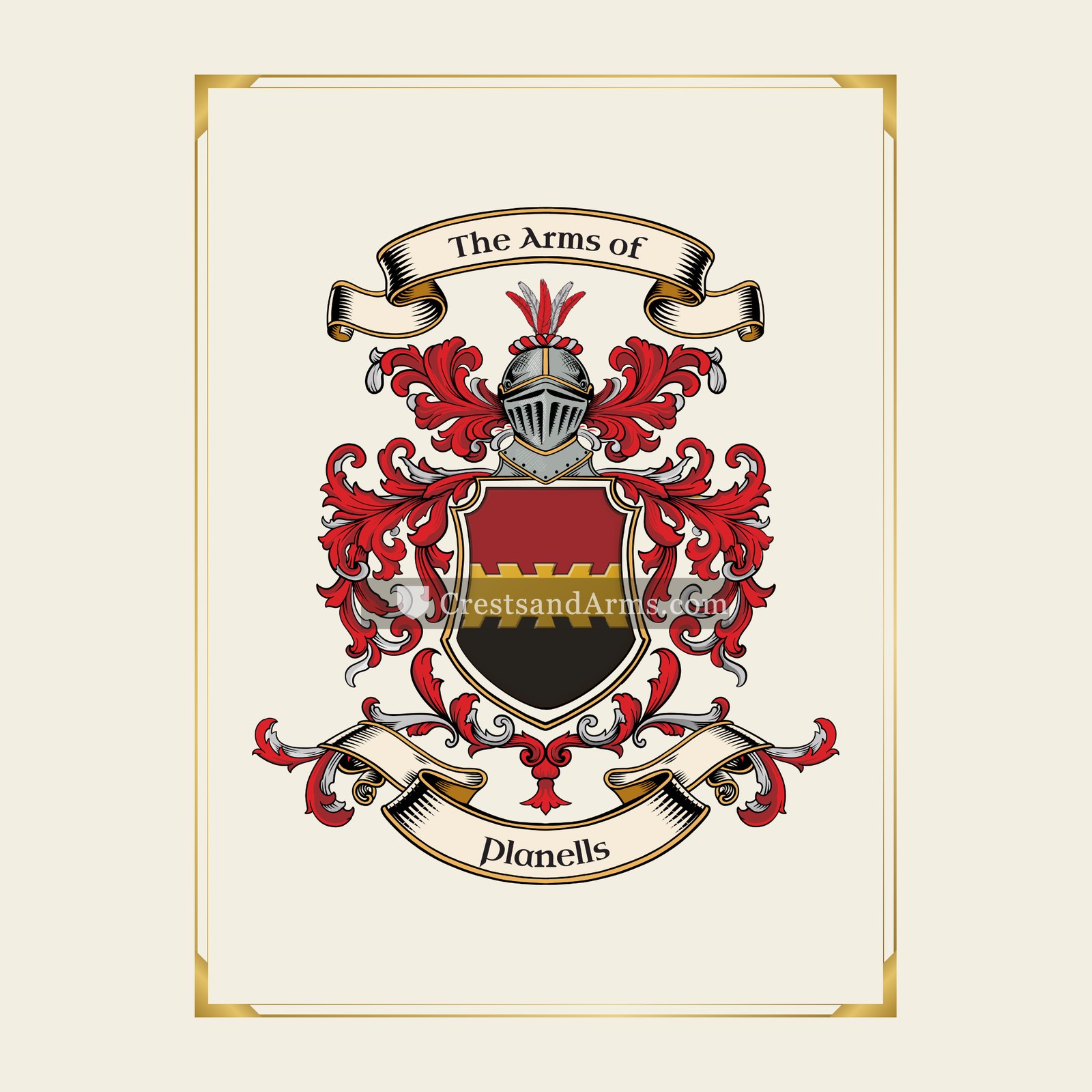 With gold border