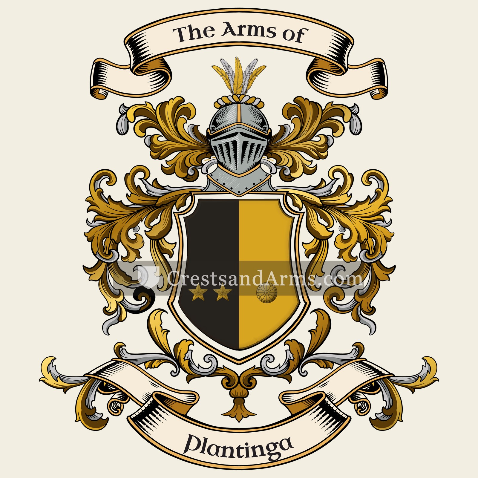 The Plantinga coat of arms, drawn from the recorded blazon