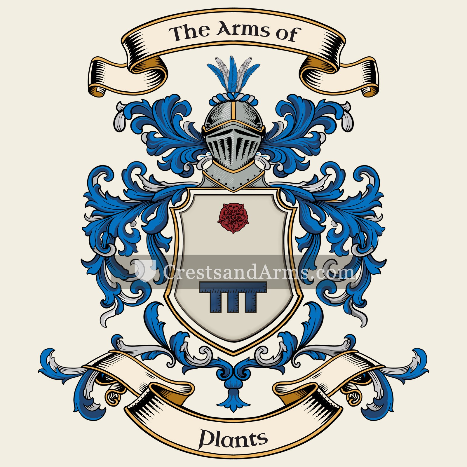 The Plants coat of arms, drawn from the recorded blazon