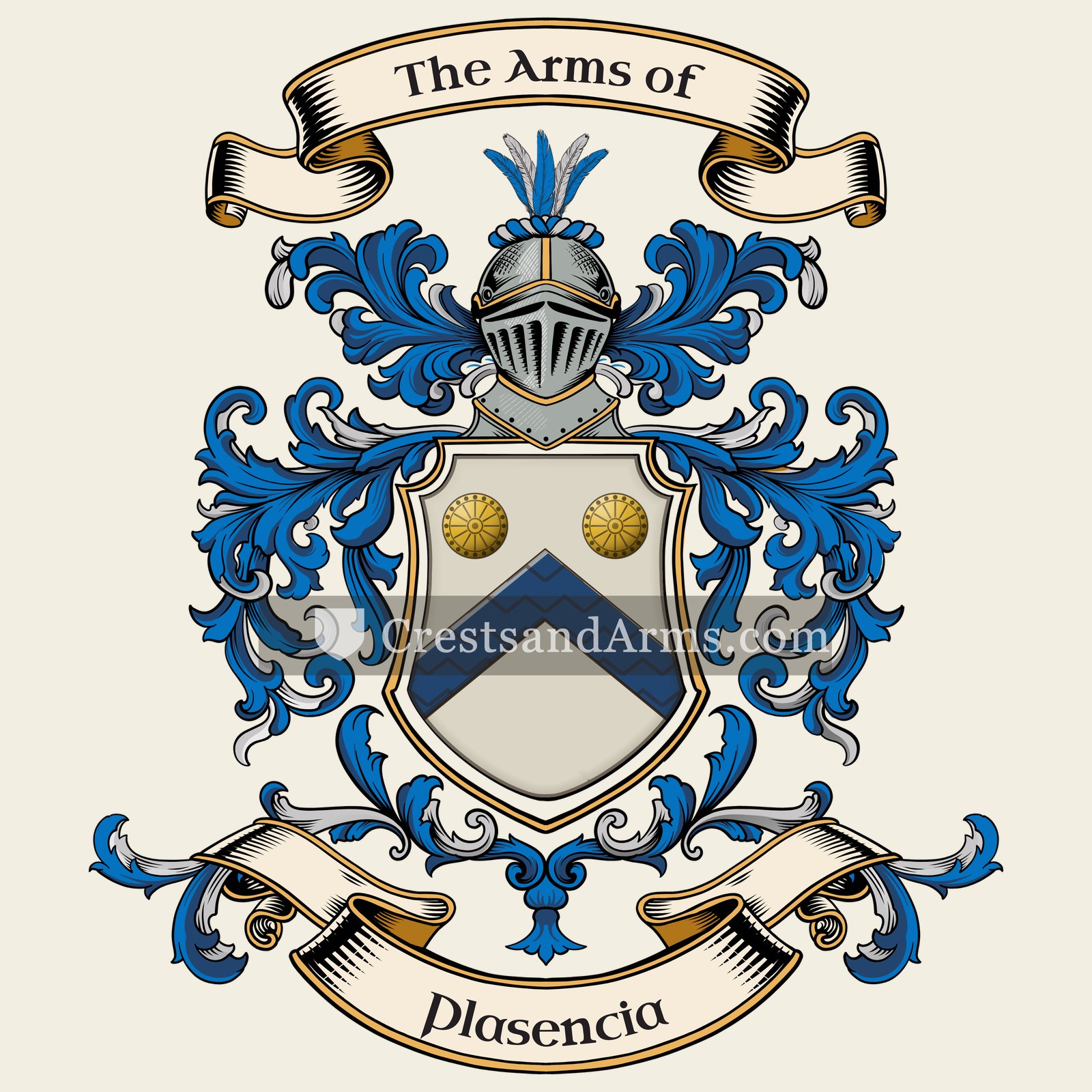 The Plasencia coat of arms, drawn from the recorded blazon