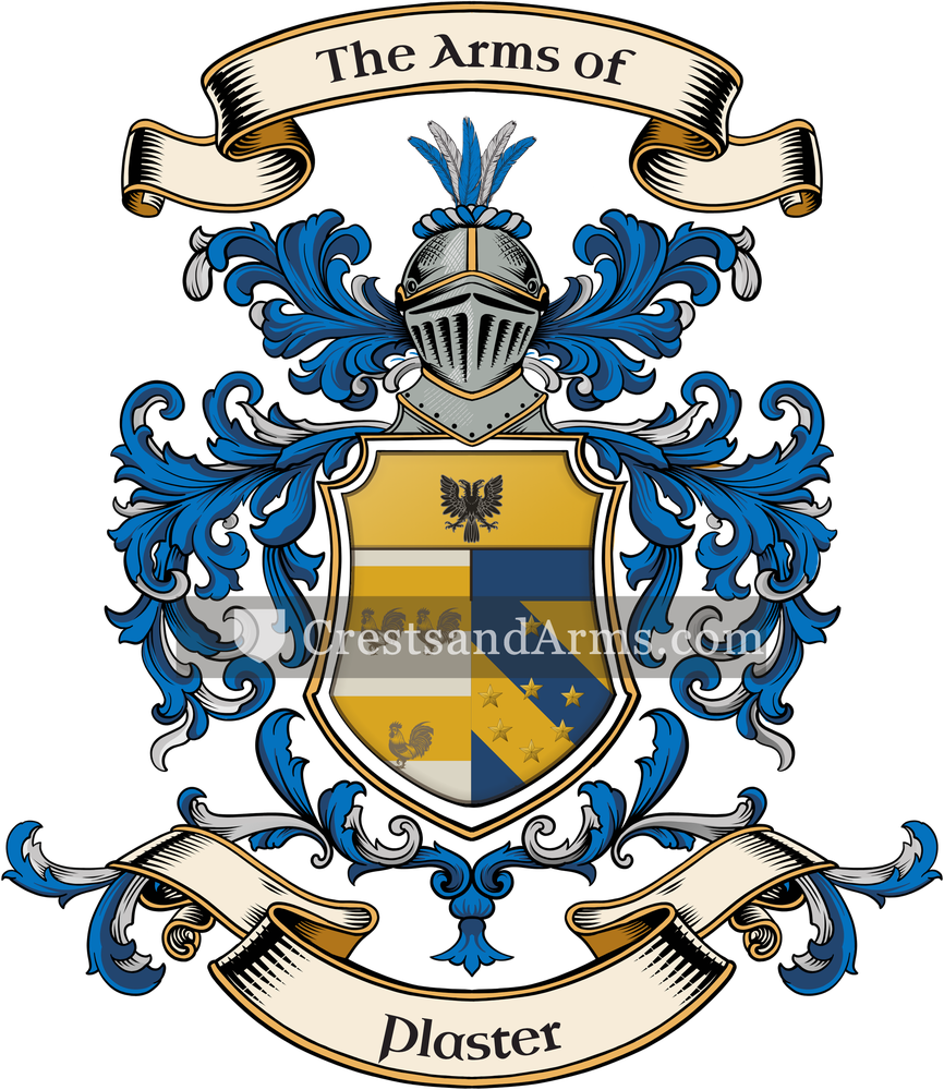 The Plaster coat of arms, drawn from the recorded blazon
