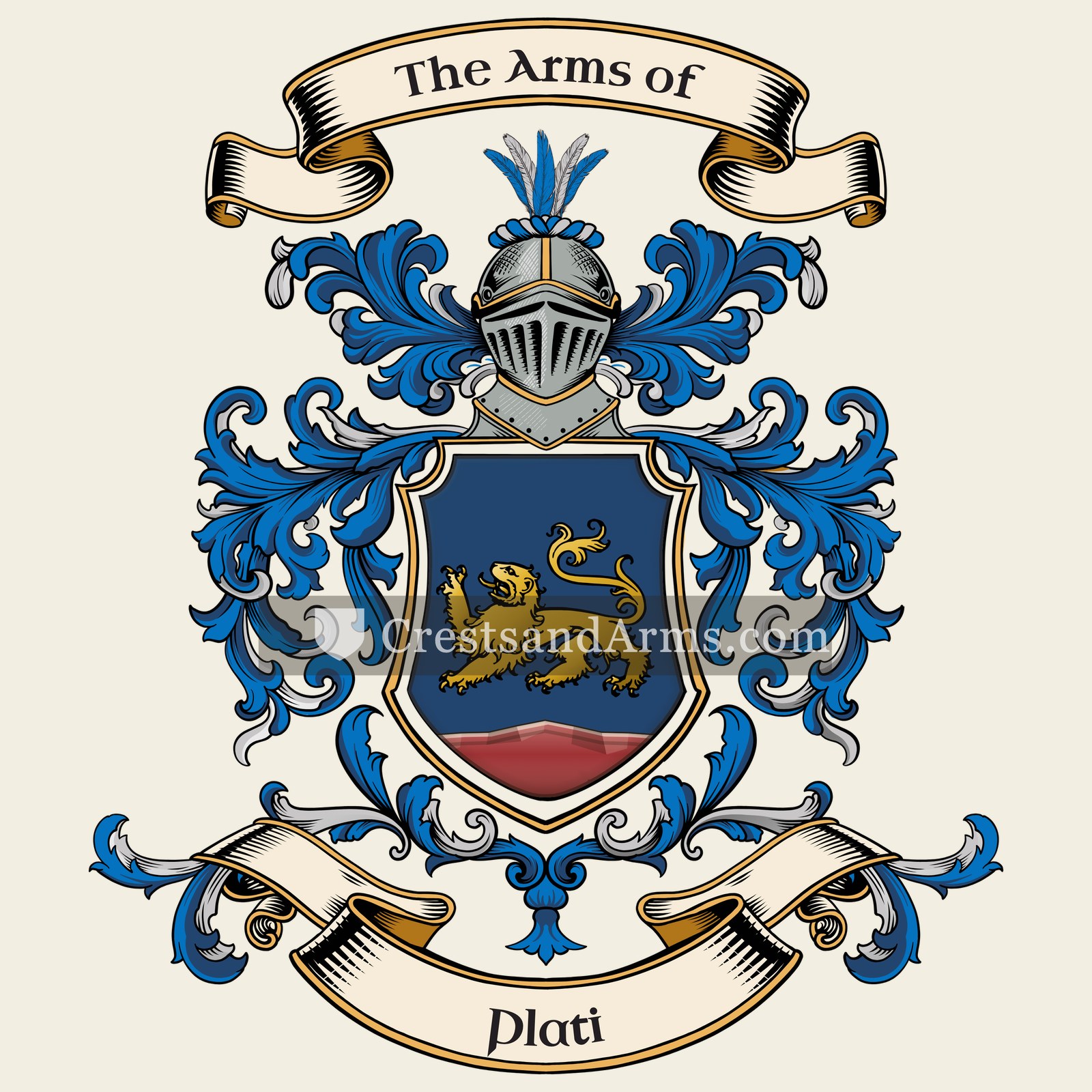 The Plati coat of arms, drawn from the recorded blazon