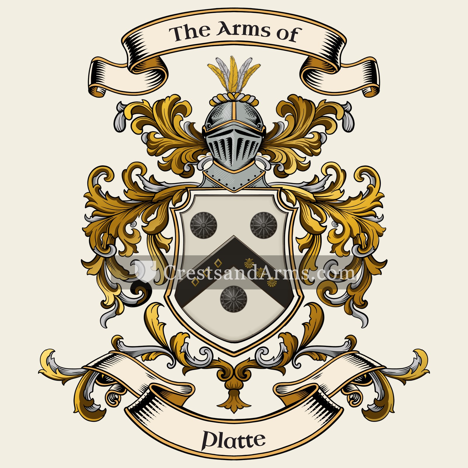 The Platte coat of arms, drawn from the recorded blazon