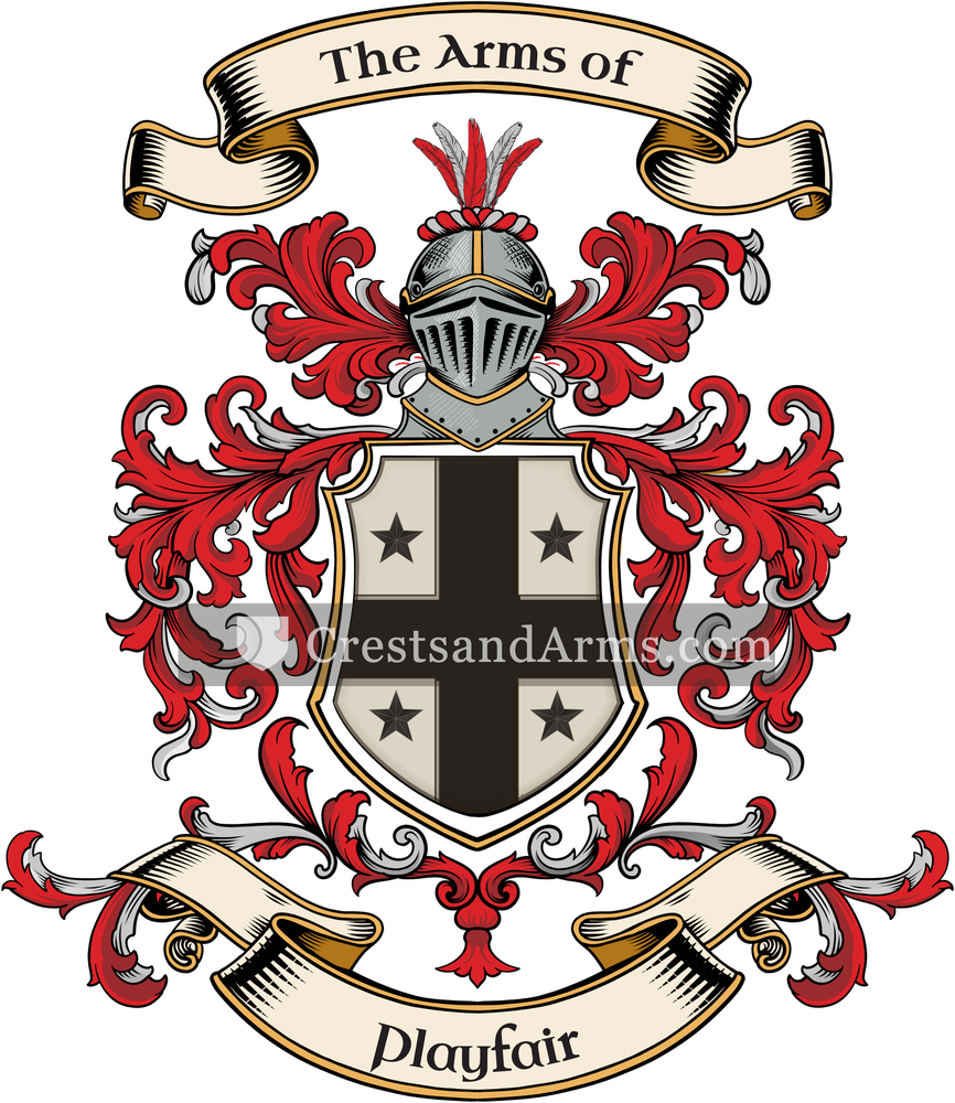 The Playfair coat of arms, drawn from the recorded blazon