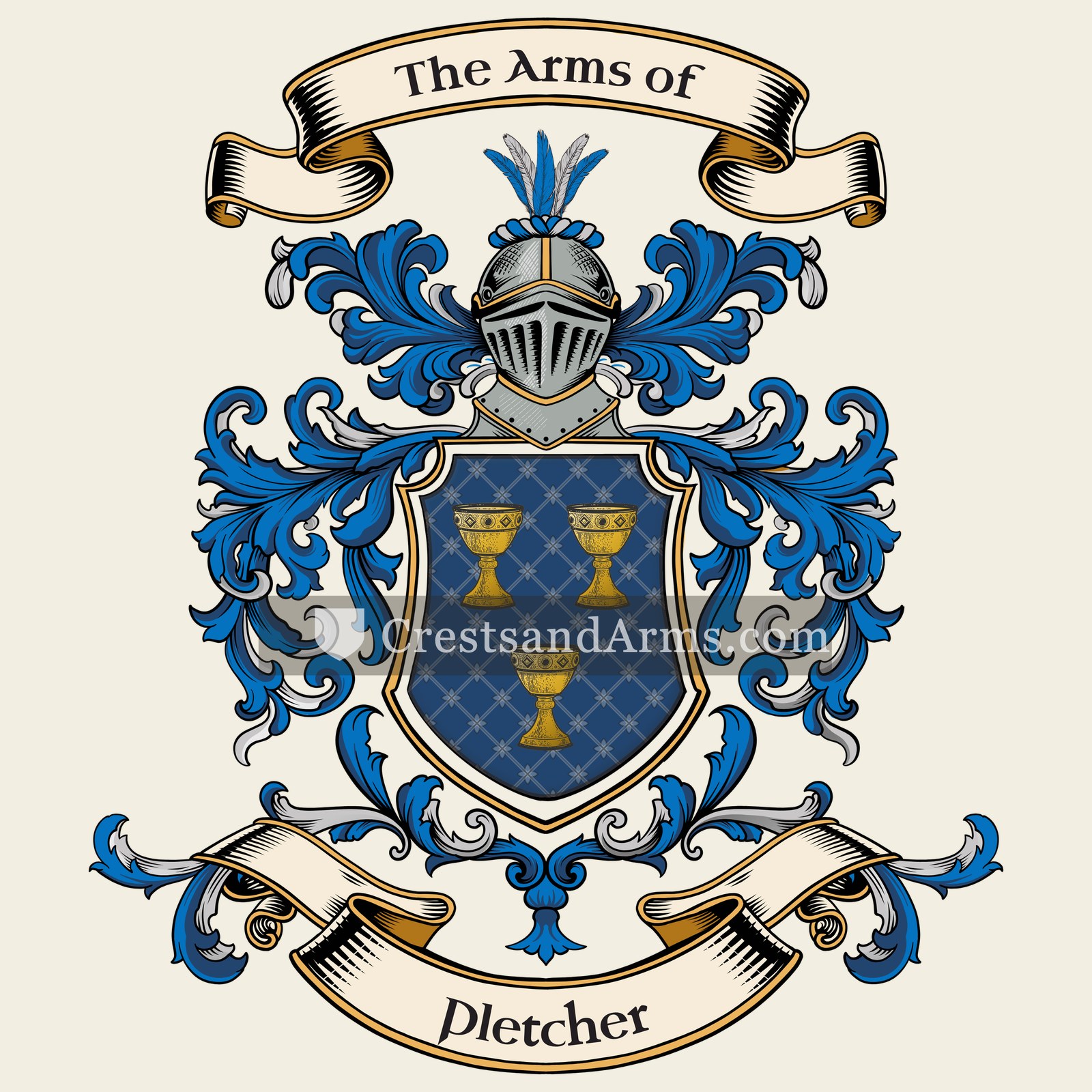 The Pletcher coat of arms, drawn from the recorded blazon