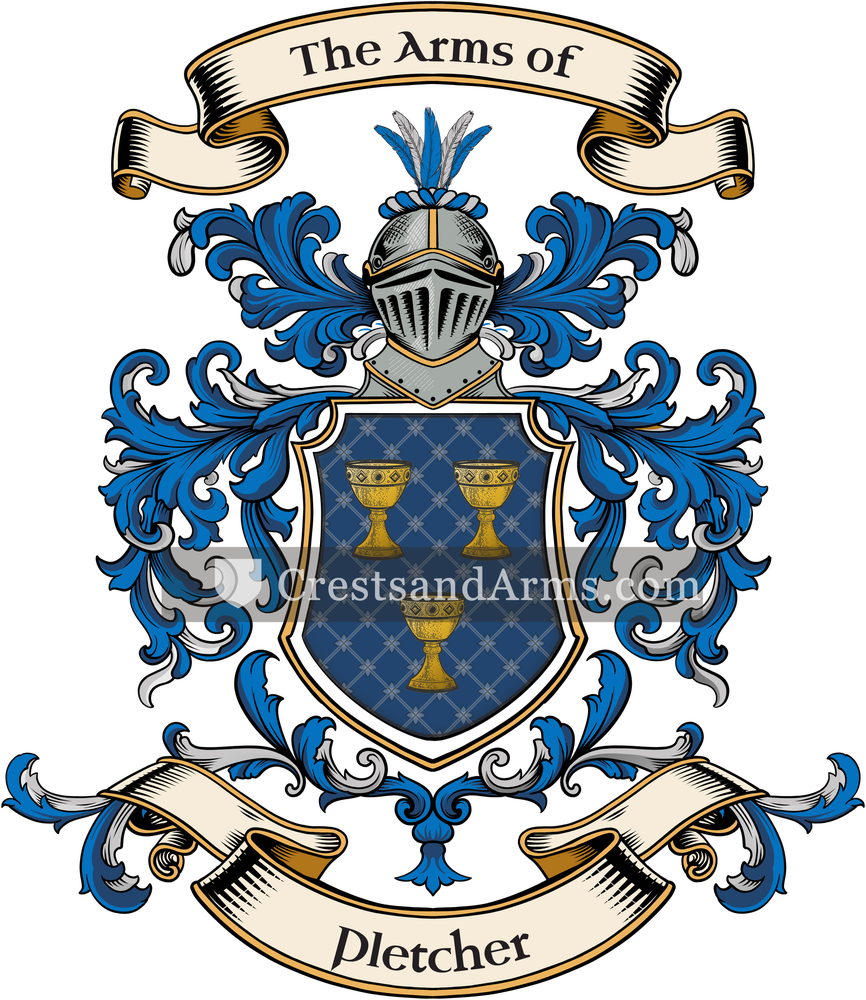 The Pletcher coat of arms, drawn from the recorded blazon