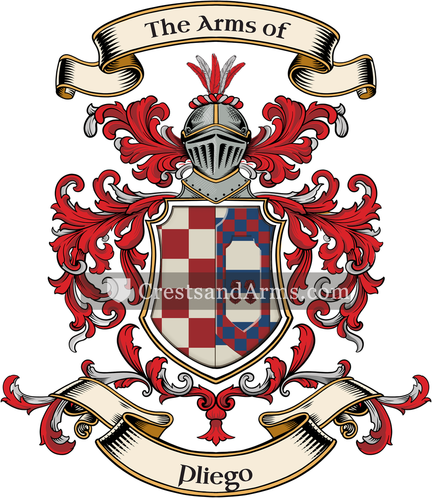 The Pliego coat of arms, drawn from the recorded blazon