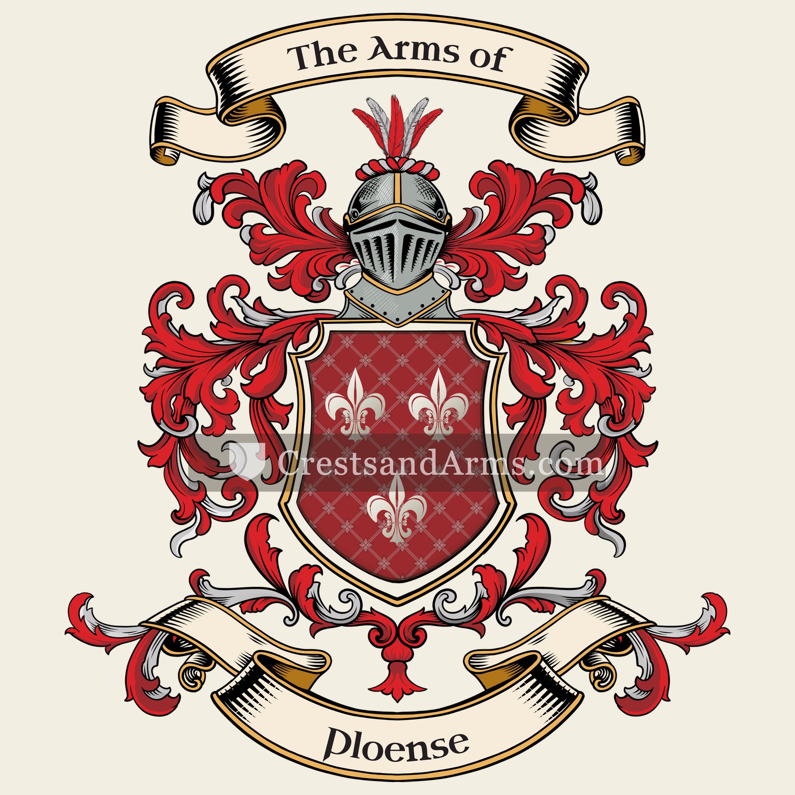 The Ploense coat of arms, drawn from the recorded blazon