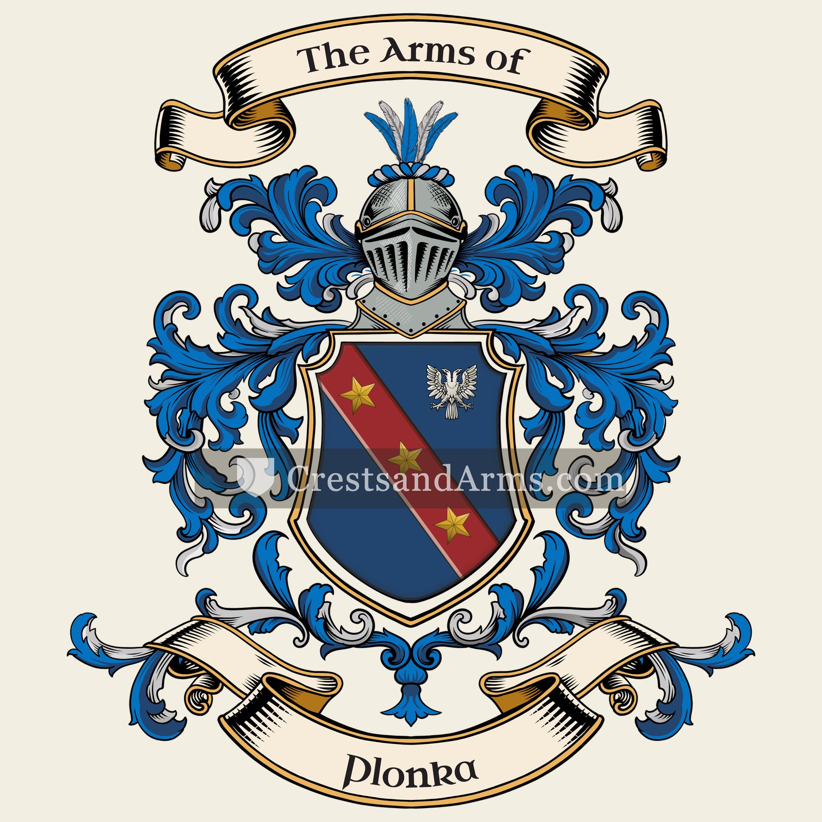 The Plonka coat of arms, drawn from the recorded blazon