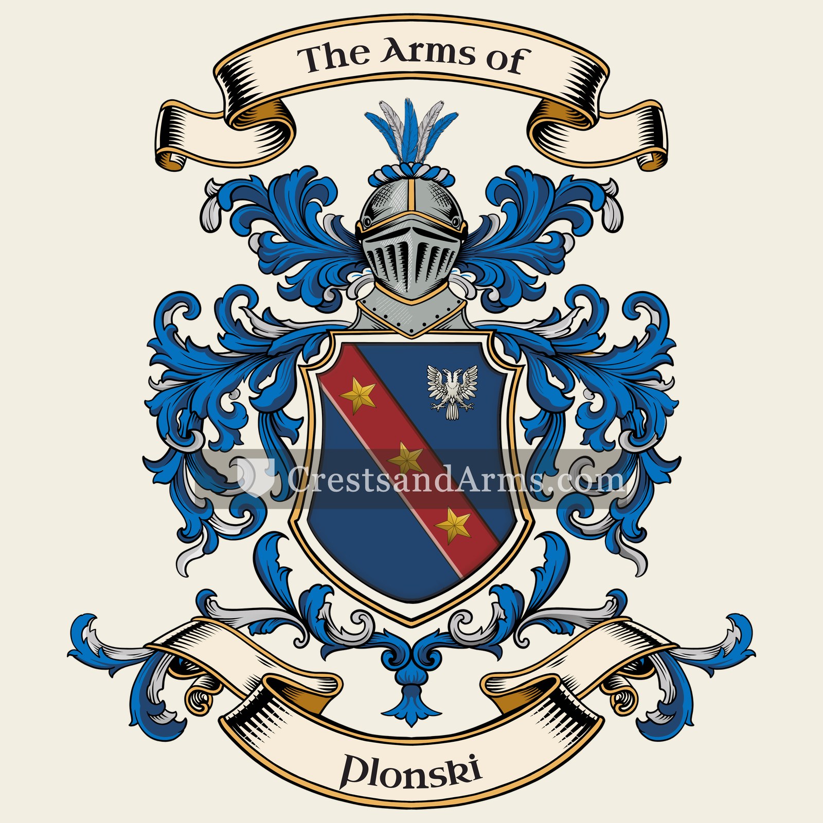 The Plonski coat of arms, drawn from the recorded blazon
