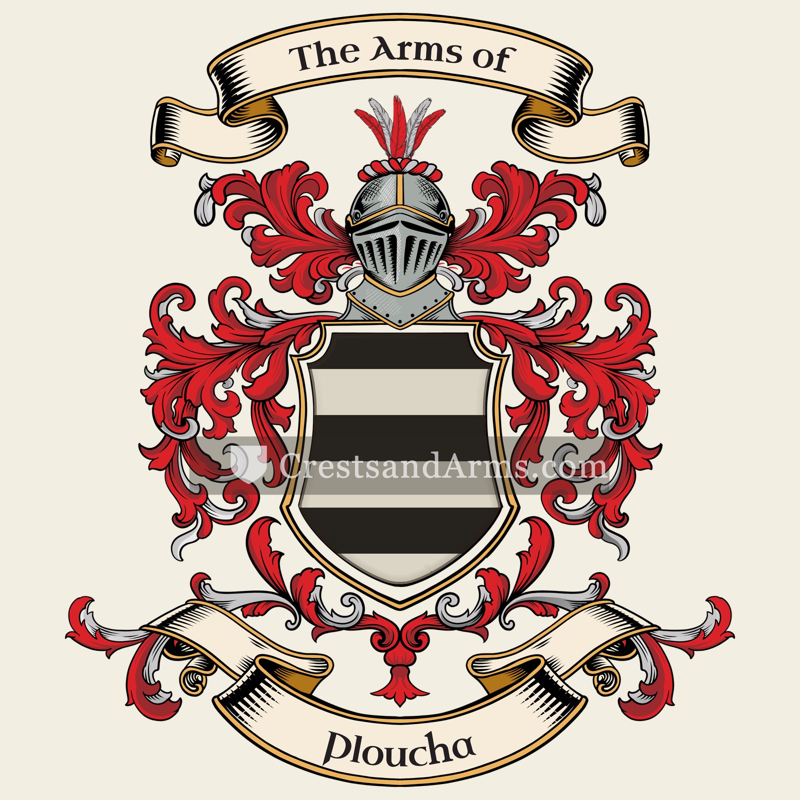 The Ploucha coat of arms, drawn from the recorded blazon