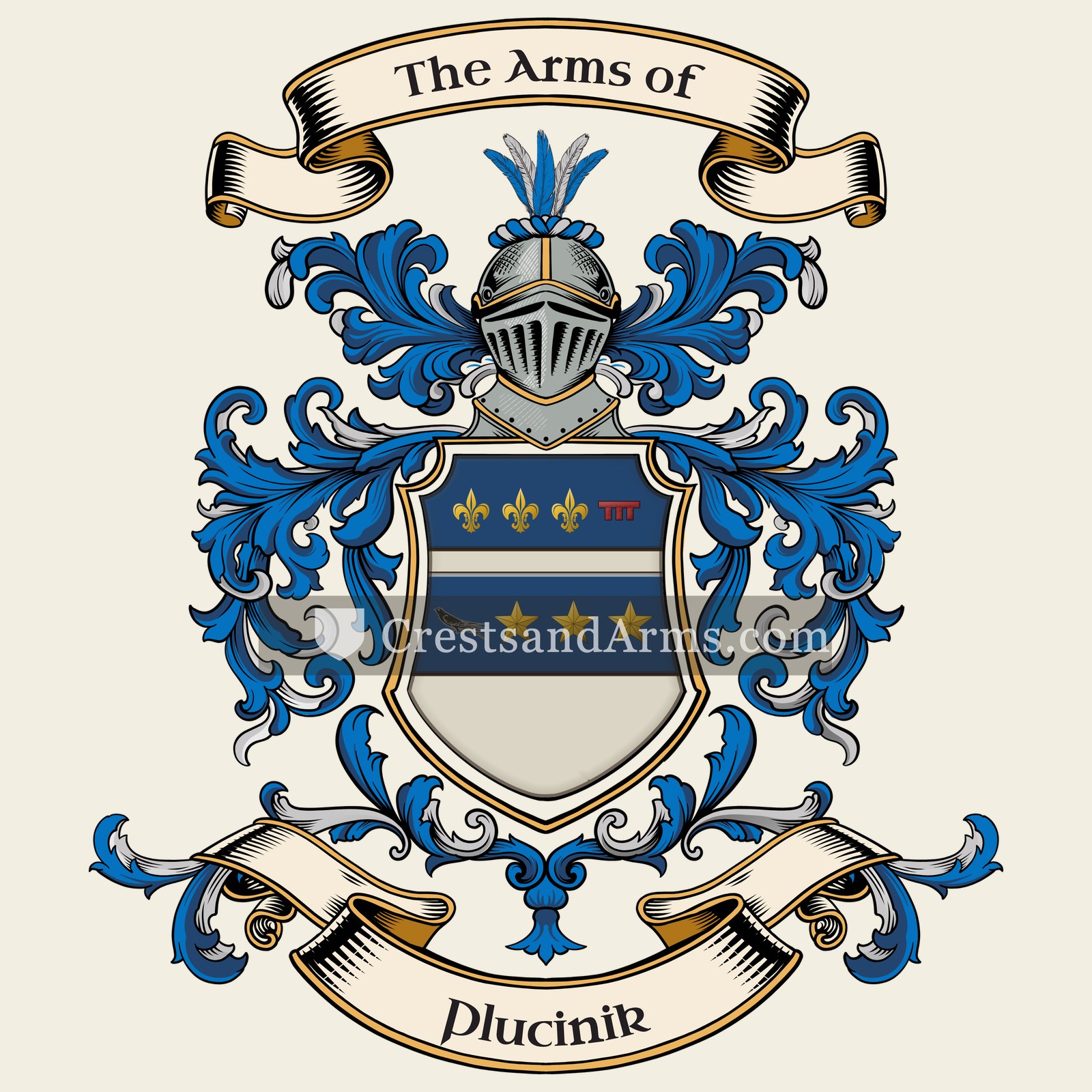 The Plucinik coat of arms, drawn from the recorded blazon