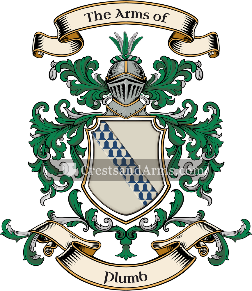 The Plumb coat of arms, drawn from the recorded blazon