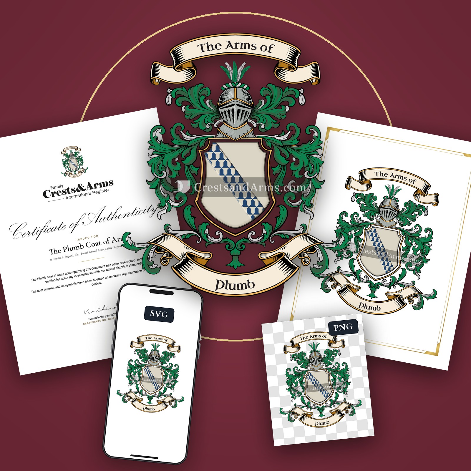 The Plumb arms on the coat of arms — digital pack