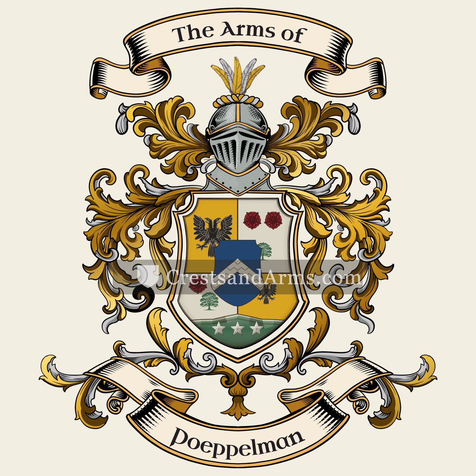 The Poeppelman coat of arms, drawn from the recorded blazon
