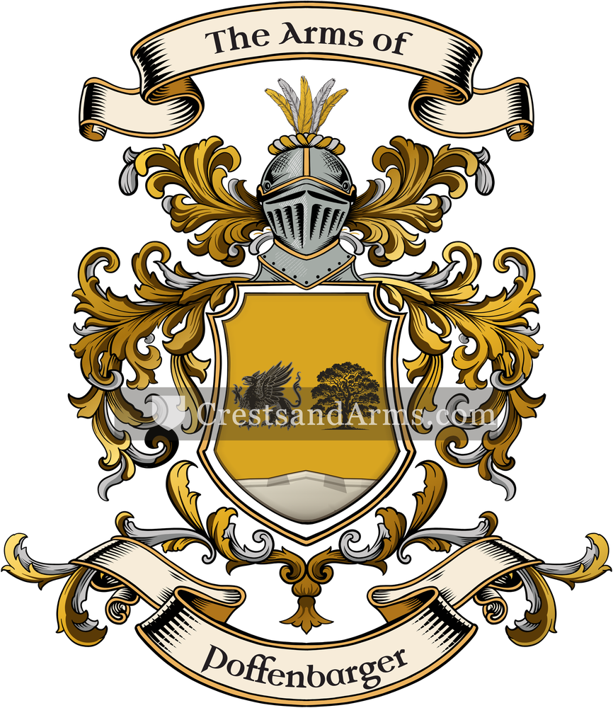 The Poffenbarger coat of arms, drawn from the recorded blazon