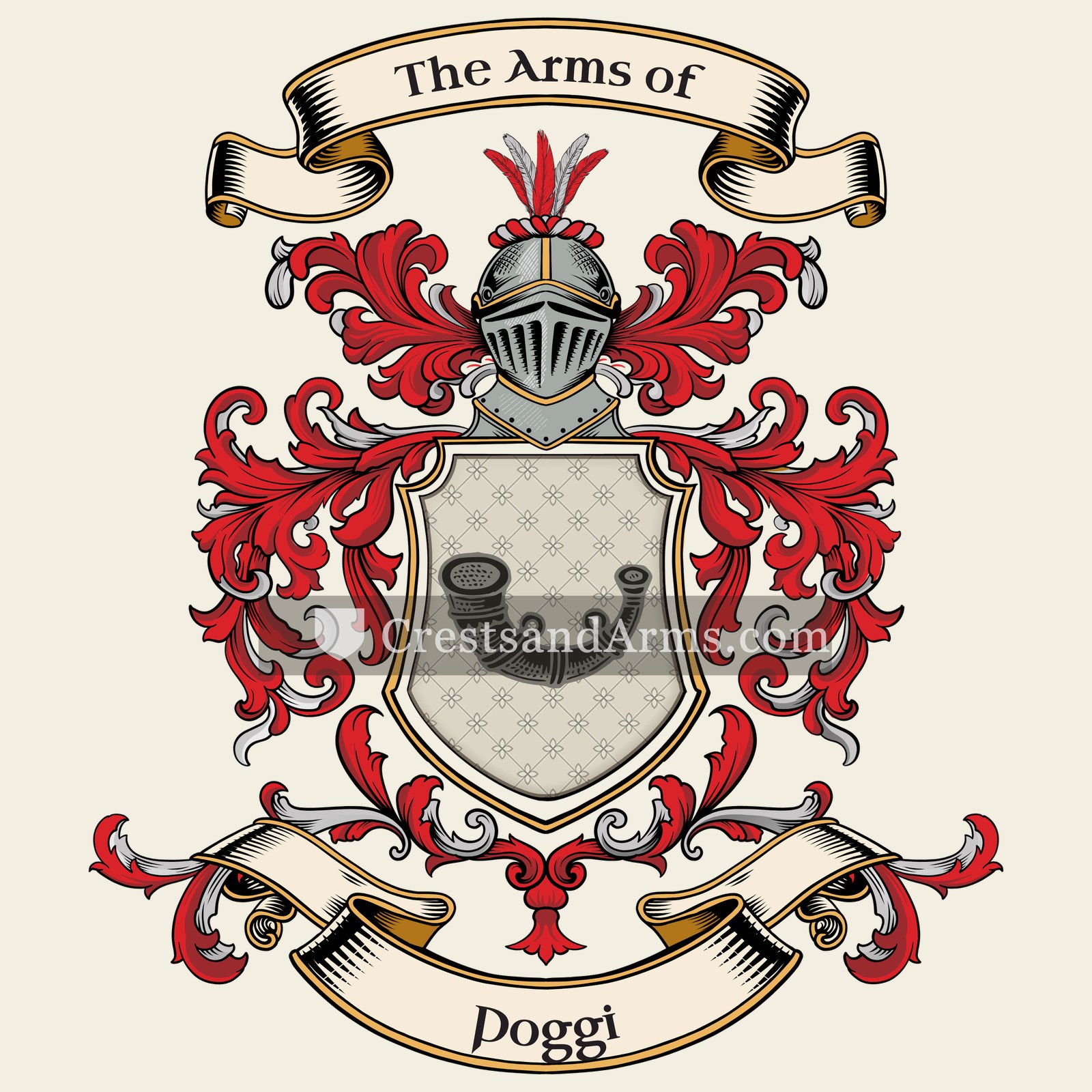 The Poggi coat of arms, drawn from the recorded blazon
