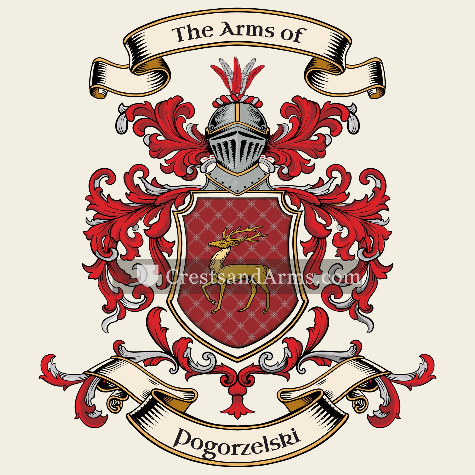 The Pogorzelski coat of arms, drawn from the recorded blazon