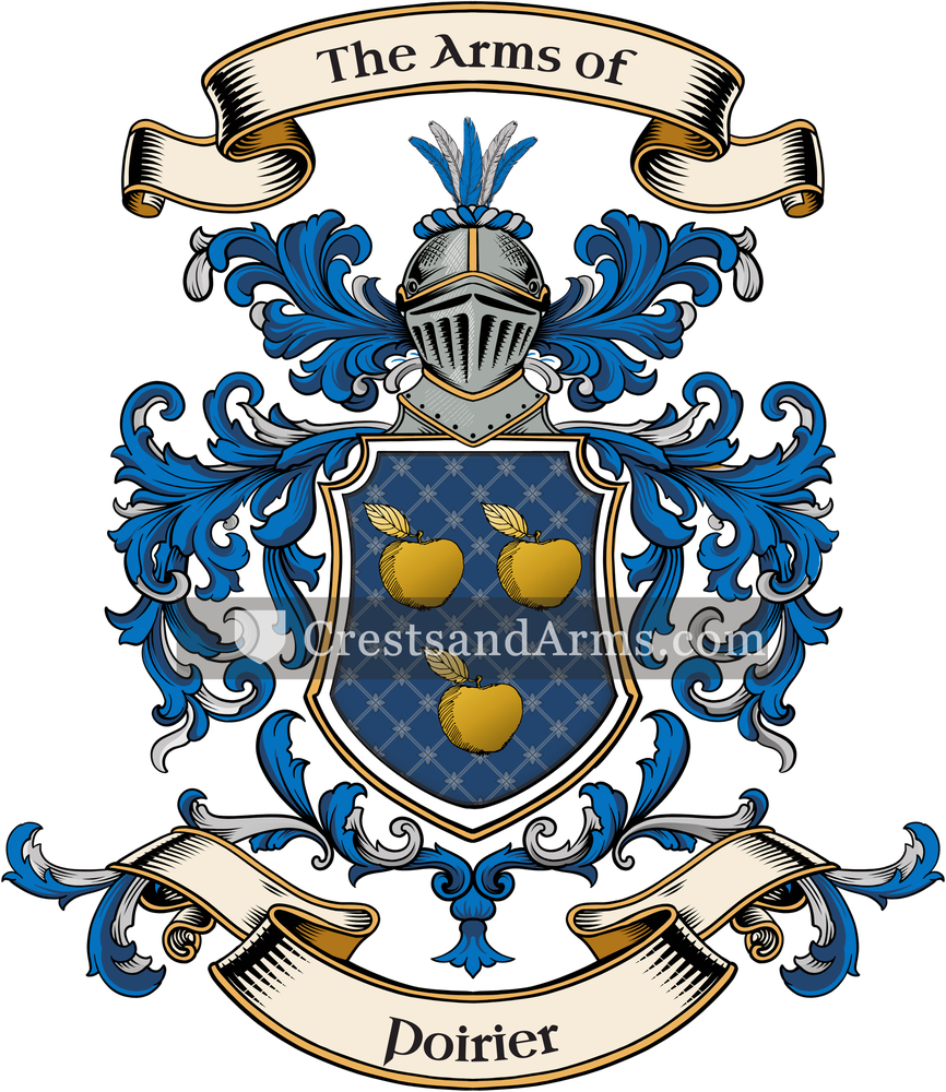 The Poirier coat of arms, drawn from the recorded blazon