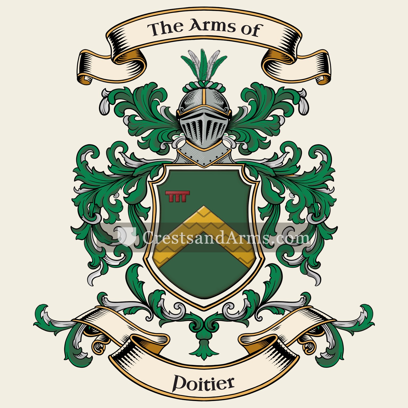 The Poitier coat of arms, drawn from the recorded blazon