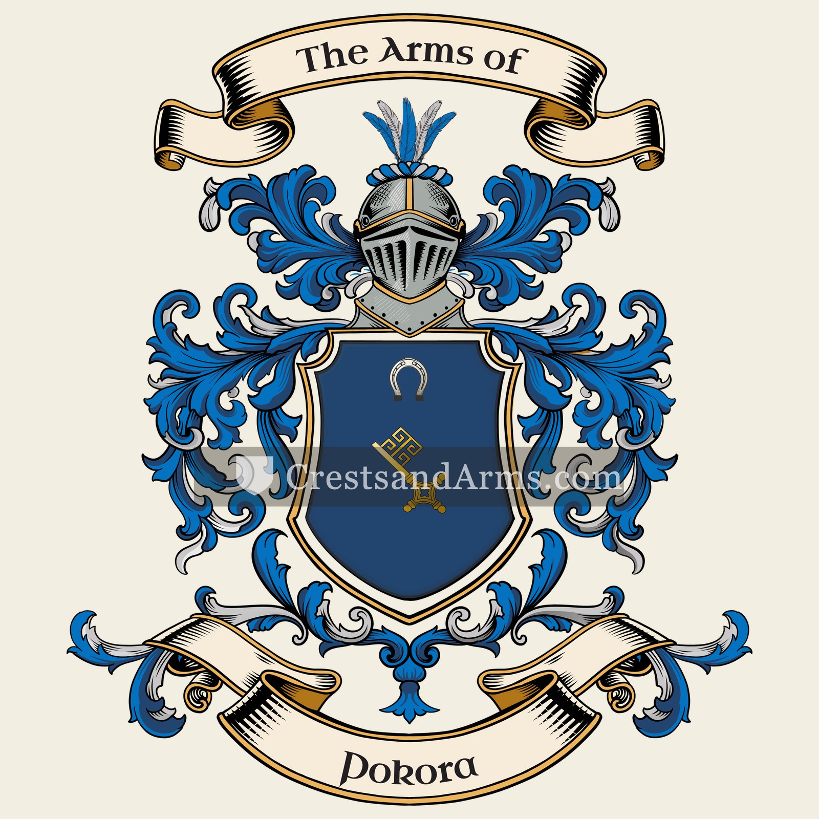 The Pokora coat of arms, drawn from the recorded blazon